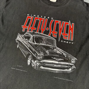 VTG 1957 Chevy Shirt Mens XL Black Short Sleeve Bash Gearhead Planet Hot Rod